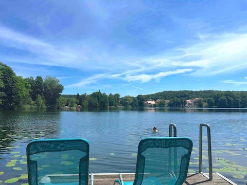 Cottage with sauna and boat at the lake Buckow
