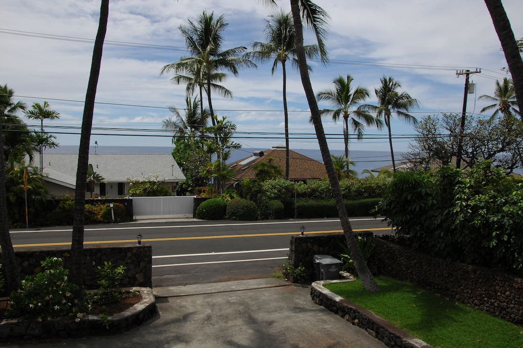 Picture from partially covered deck area shows how close you are to the beautiful Pacific Ocean. 4 minutes to LaAloa Beach Park for boogie boarding and swimming.