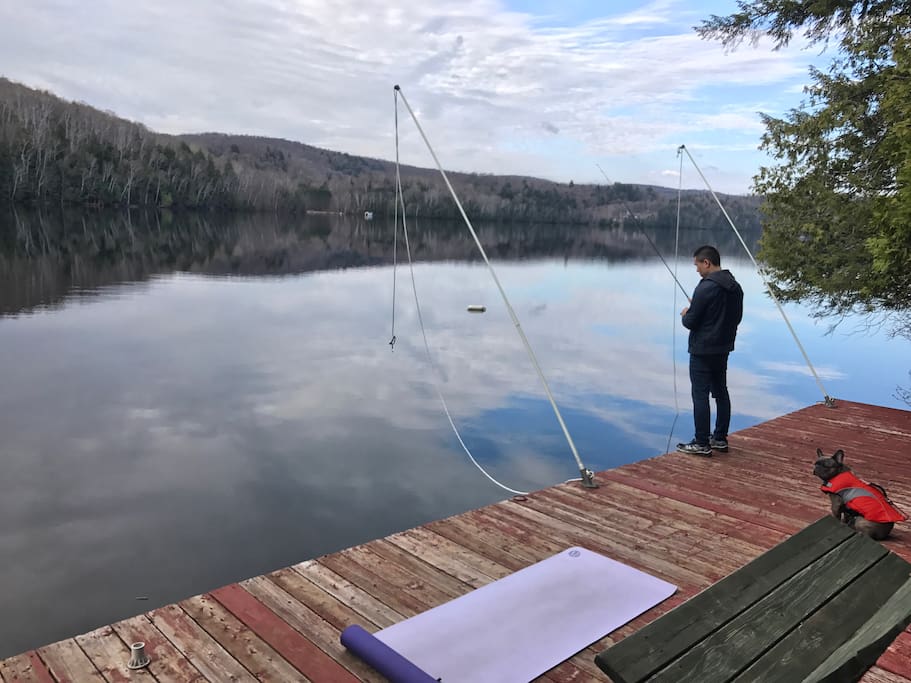 Fishing and Yoga on the dock