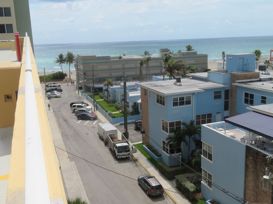 Condo is in blue building to the right.