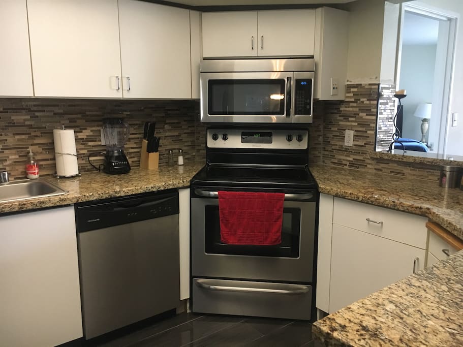 You will love our fully equipped kitchen, marble tops