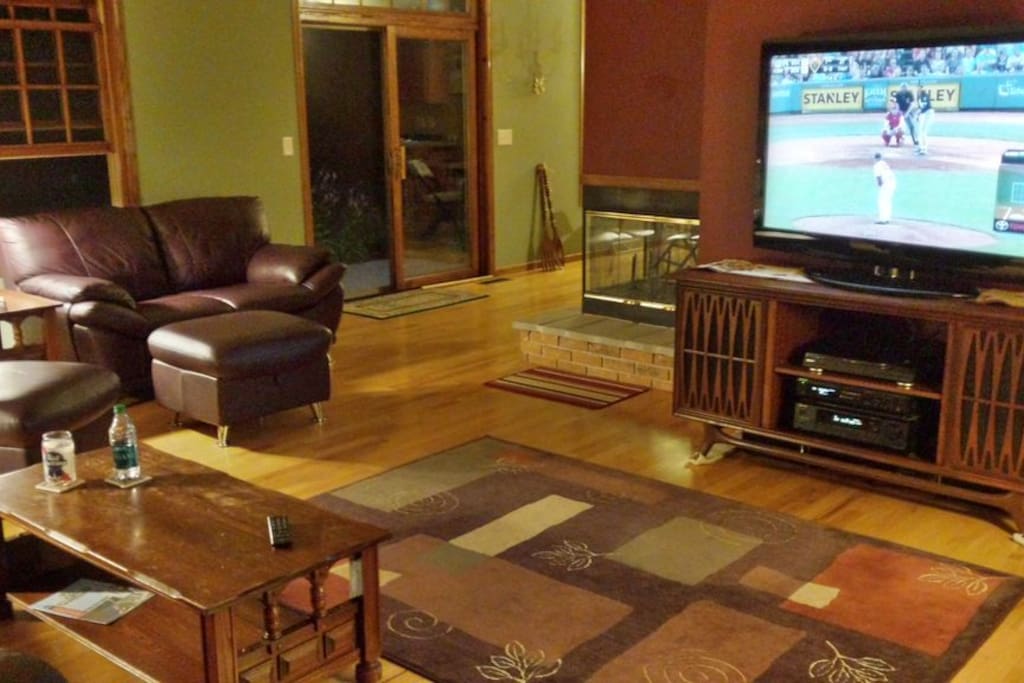 TV and fireplace in living room