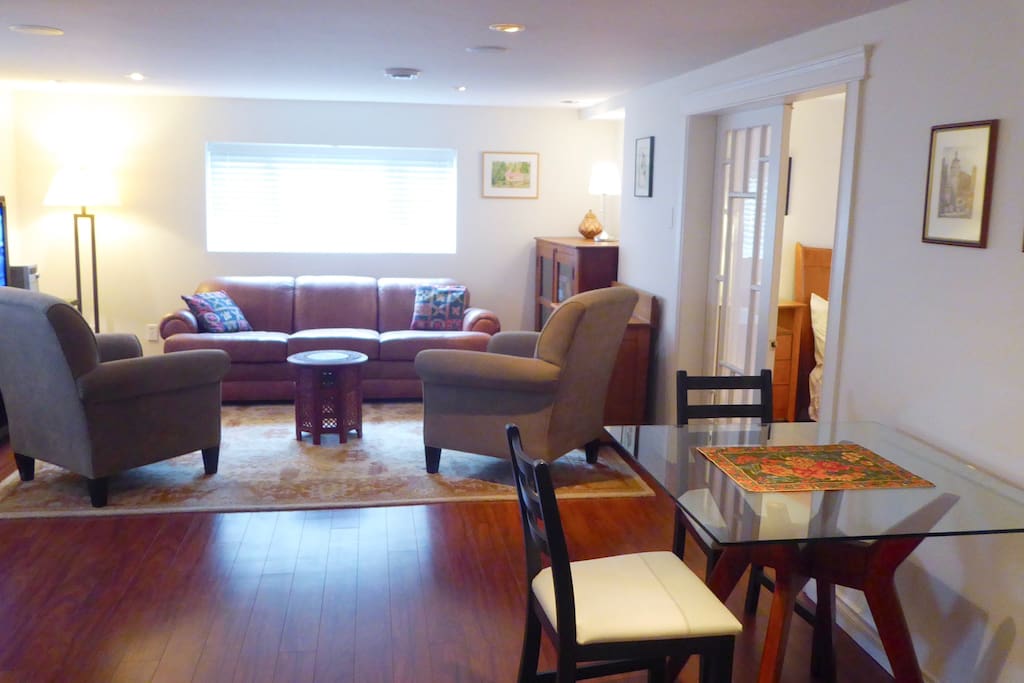 The apartment is spacious and cozy with lots of natural light.