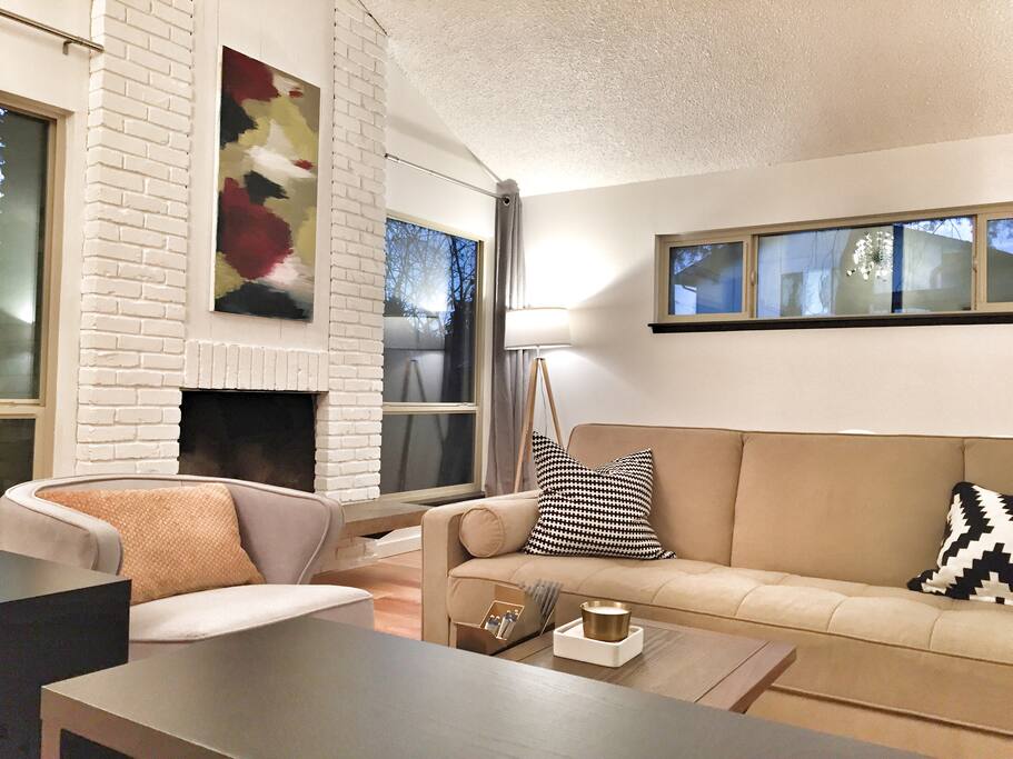 Plush seating with television