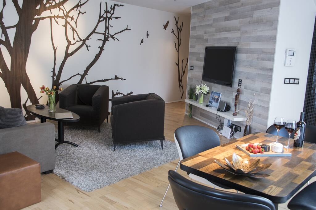 Living room and dining area