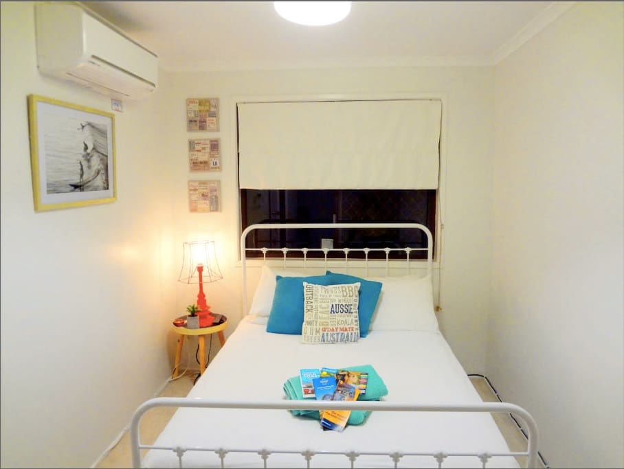 Double bed, fully air-conditioned room, with Large TV and collection of DVDS for your entertainment