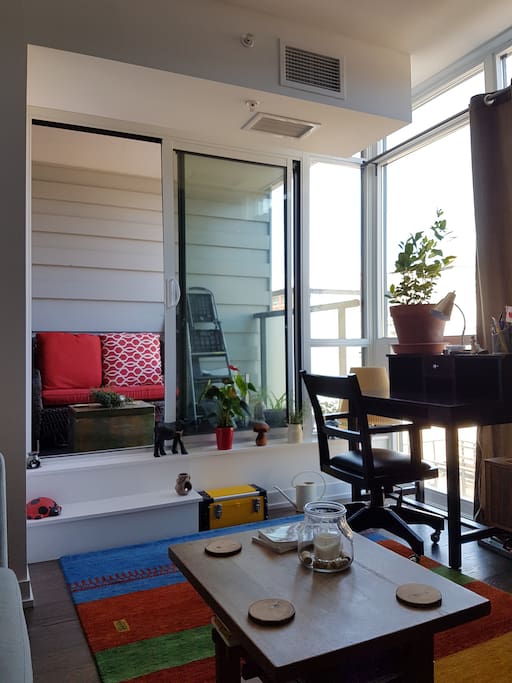 Living room area / study desk / balcony