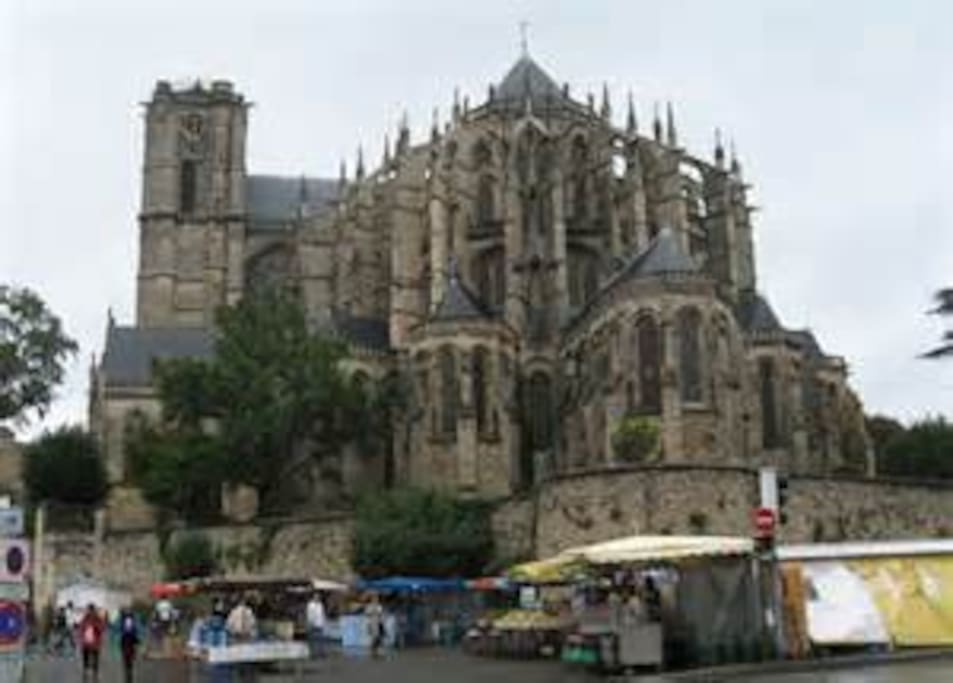 La cathédrale et son marché du Mans