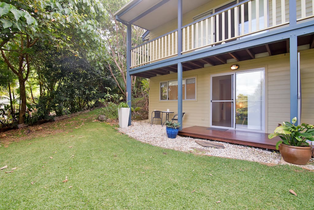 Own private deck overlooking rainforest setting