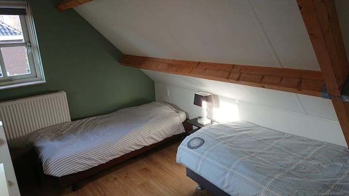 2 Single beds (upstairs, open space) 