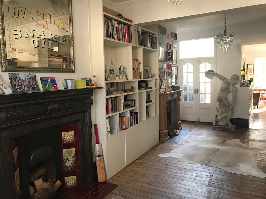 Living space and our statue Terry Discobolos