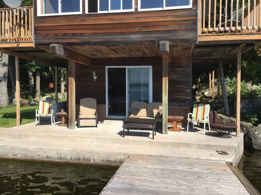 Sitting area on lower level, patio door goes into bedroom downstairs