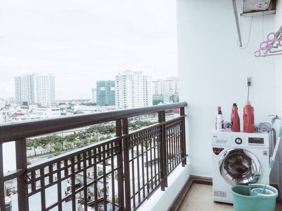 Balcony - laundry in-house is here. You can wash and dry your clothes with this Machine