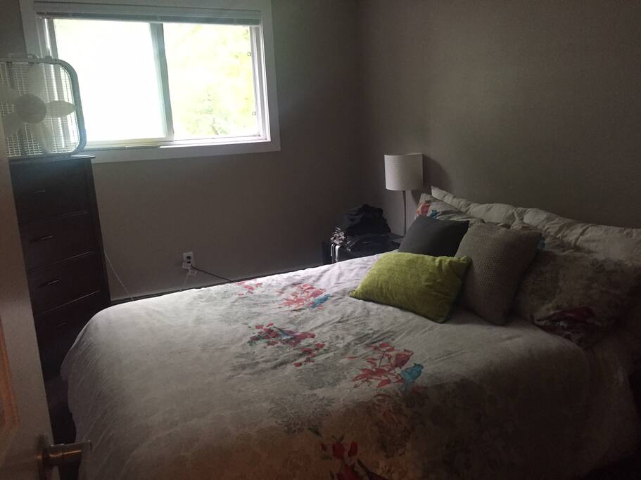 Bedroom with queen bed.