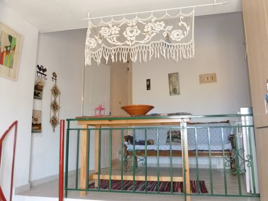 View of the kitchen dining area from the double bed area