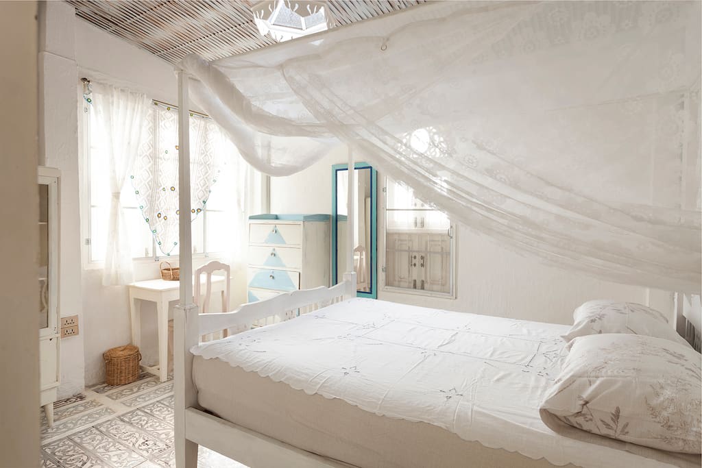 Second floor bedroom, Queen sized with Air-conditioner and Fan