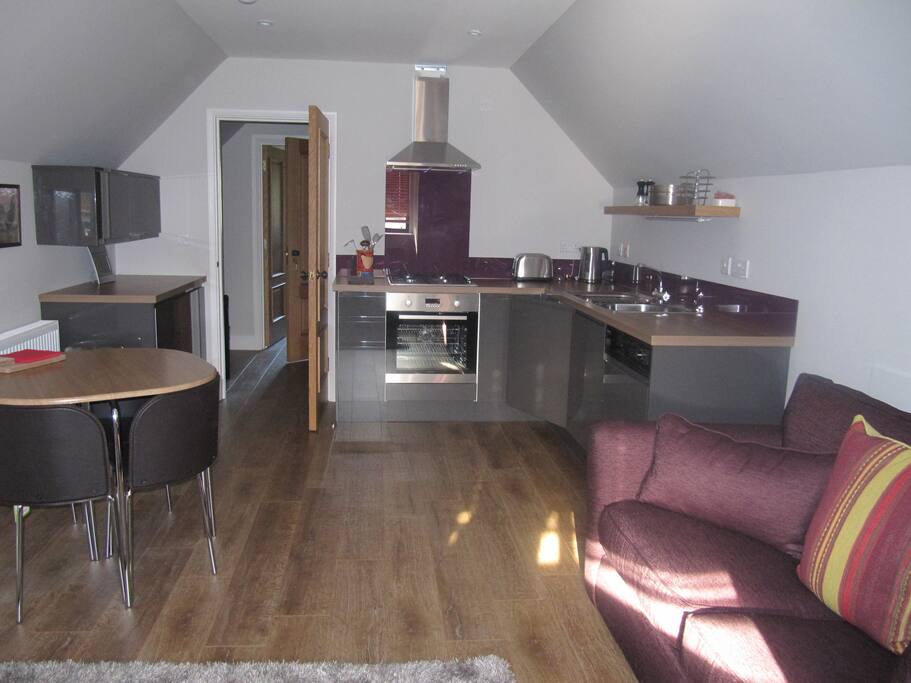 Open plan kitchen and sitting room
