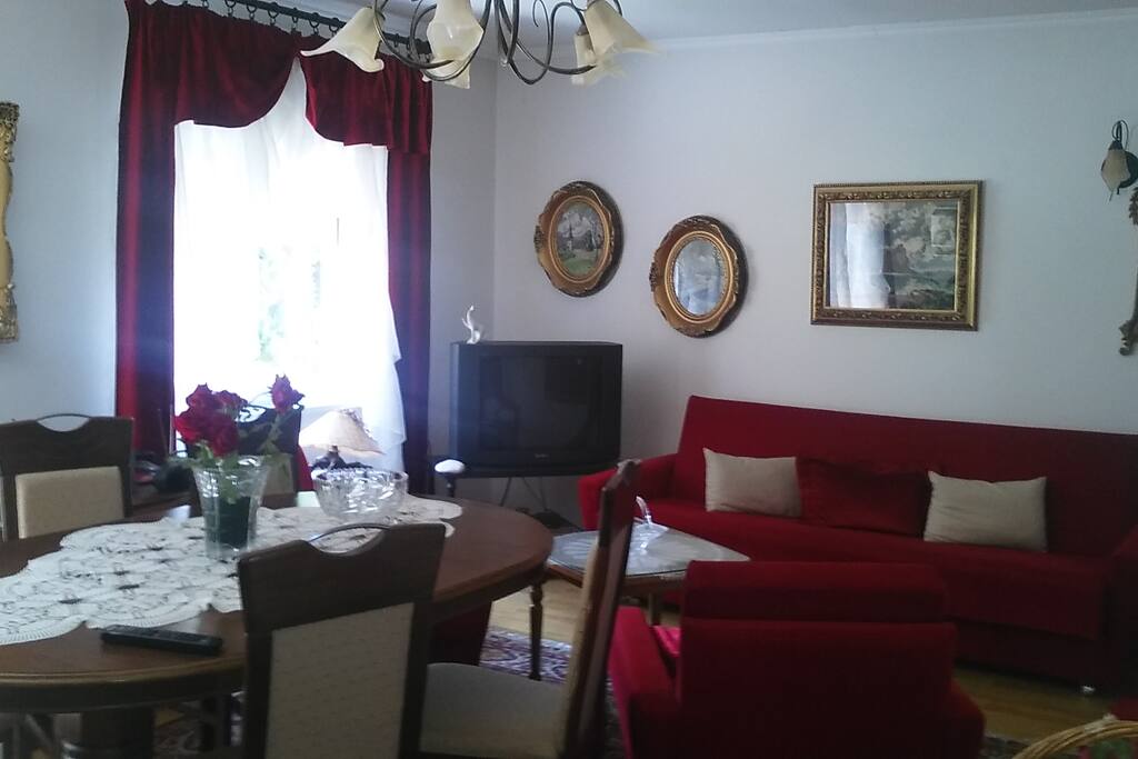 Living room with bed