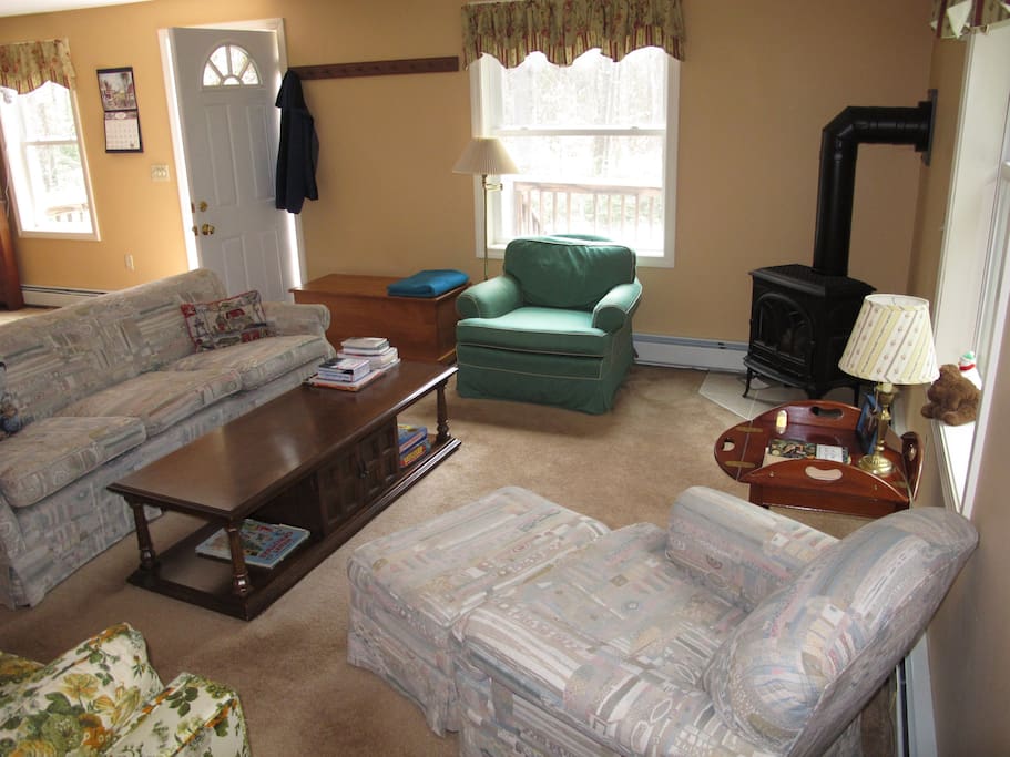 Comfortable living room with gas stove