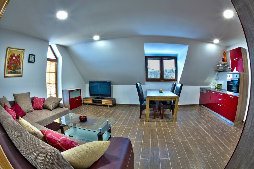 LIVING ROOM WITH DINNING ROOM AND KITCHEN