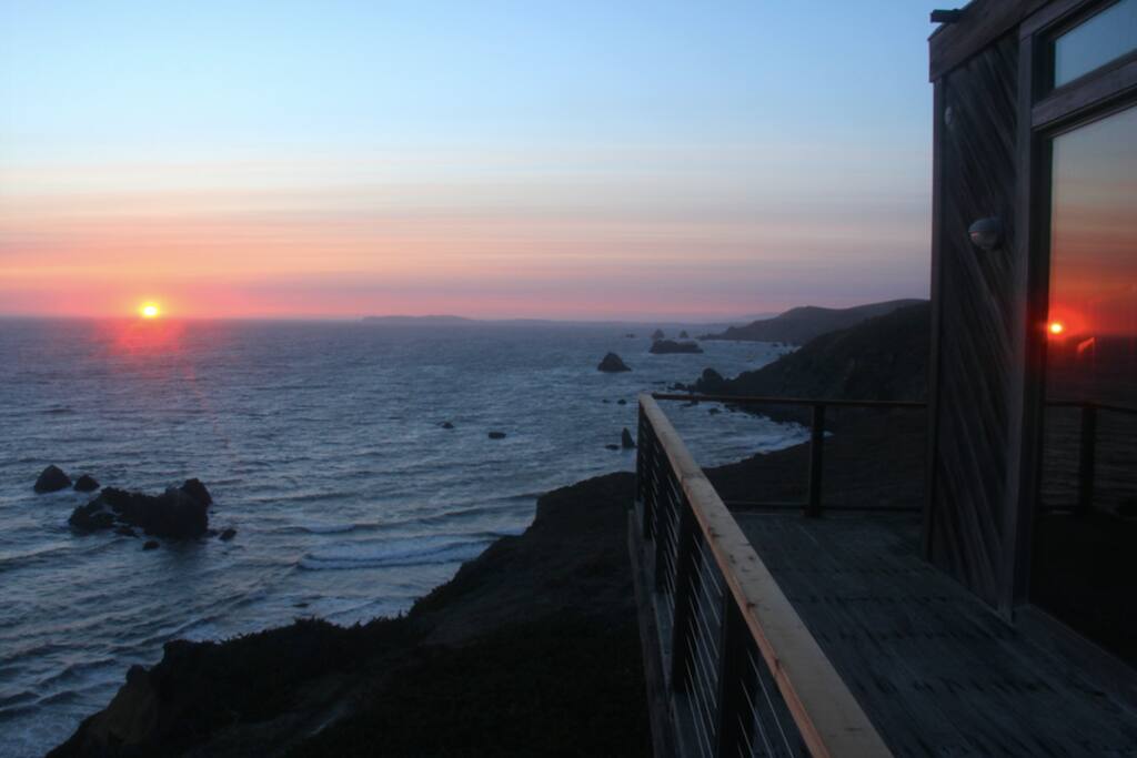 Sunset in an endless blue sky