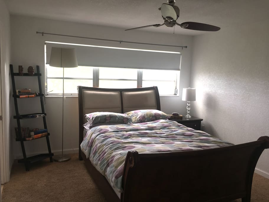 This master bedroom comes with a big comfy bed for two! Plenty of room for your belongings plus a nice big closet and bathroom.
