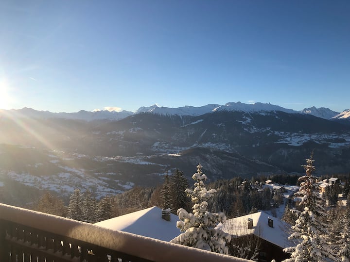 View from the living room windows, overlooking the Alps and the Rhone Valley