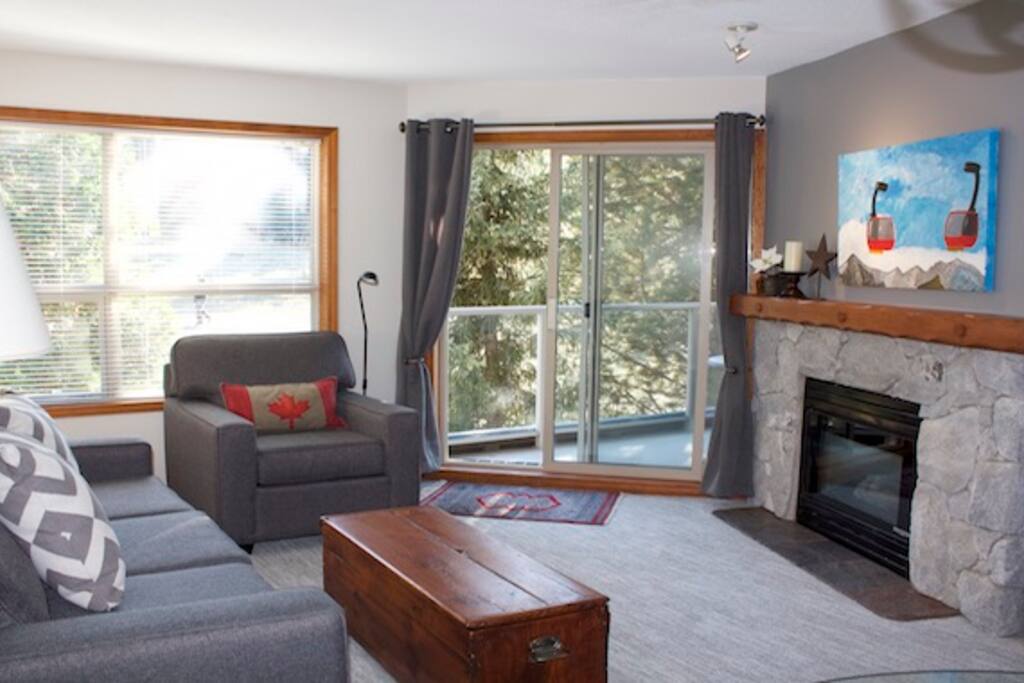Bright and Airy Living Room with Slopeside Deck