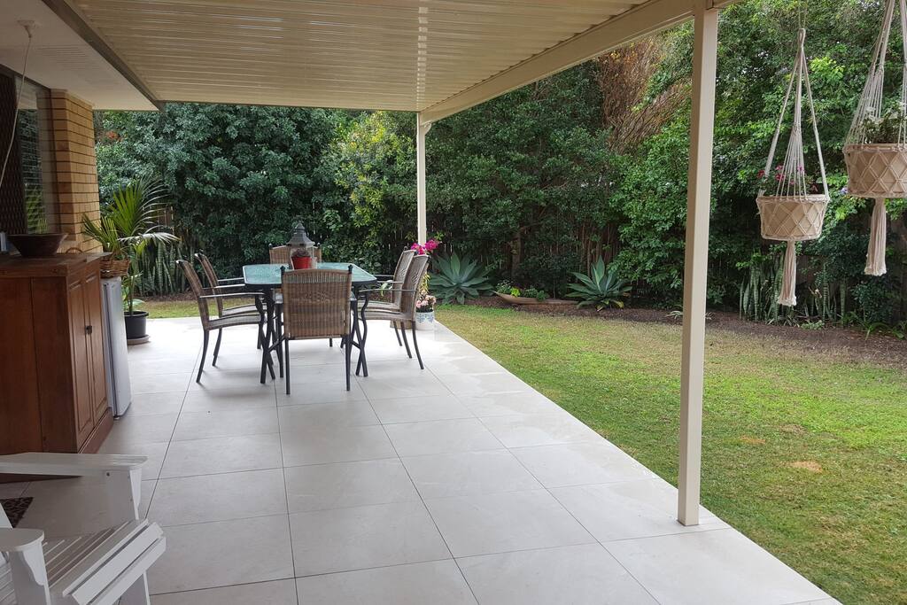 Outdoor patio and entertainment area