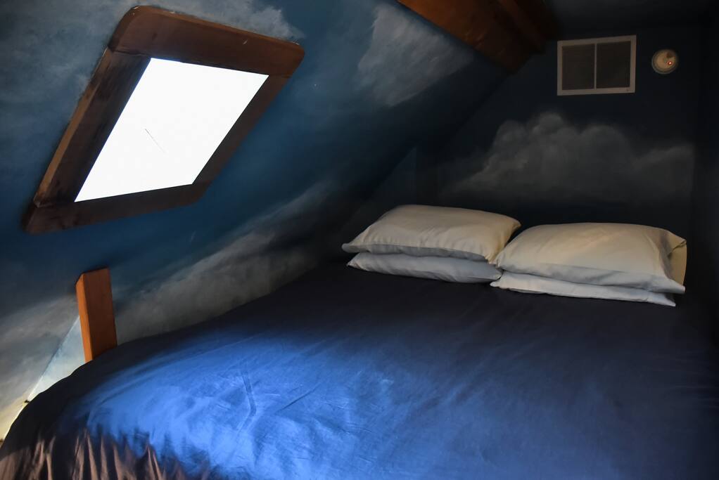 Sleeping loft with sunlight.