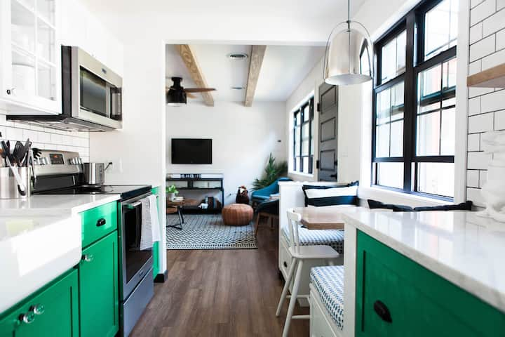 Kitchen into living room