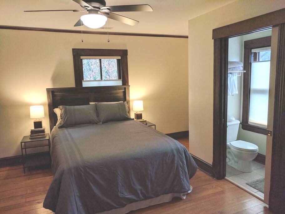 Make yourself at home in The Green Room -- one of two private second-story guest bedrooms.