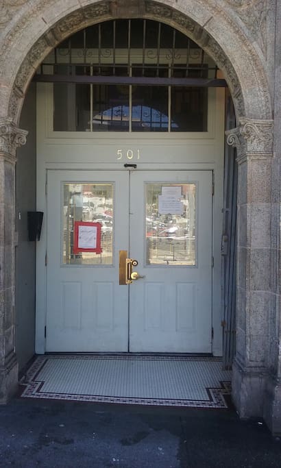 Front door to the Temple. Press 202 call on the "Call Box".