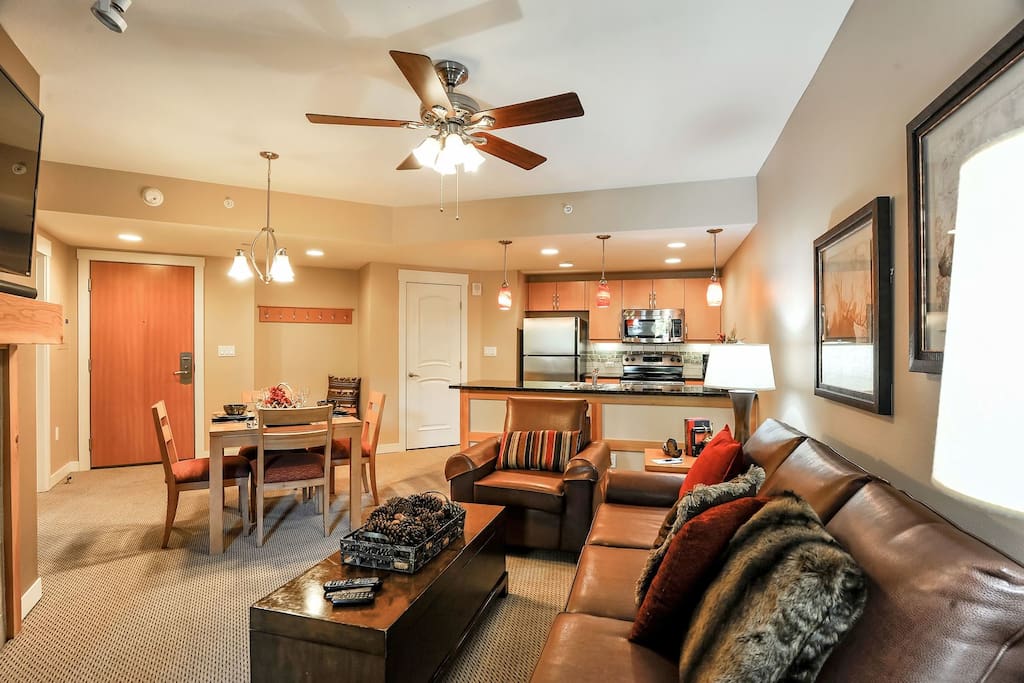 Living Room with Fireplace and 55" Smart TV HBO and Netflix provided. Google Chromecast.