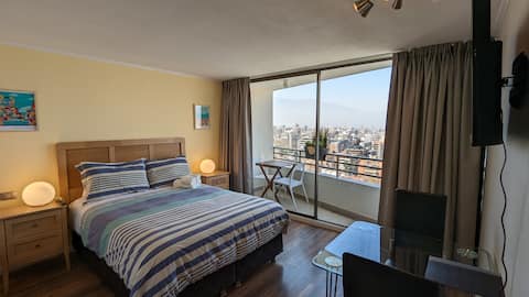 Popular Airbnb listing: 18th Floor Studio · Terrace & Andes Views in Providencia