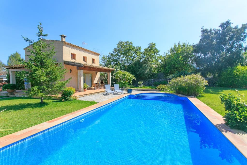 Private pool with terrace and garden area