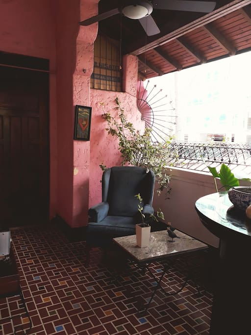 The entrance to the apartment goes through your private balcony.