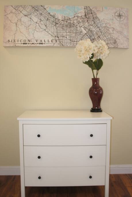 3 drawer chest and plenty of closet space
