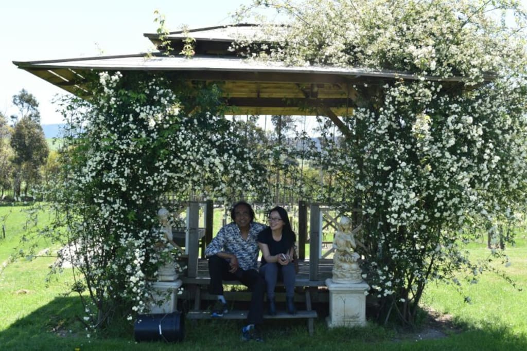 Love is in the air....one of two romantic gazebos to wine and dine watching the setting sun