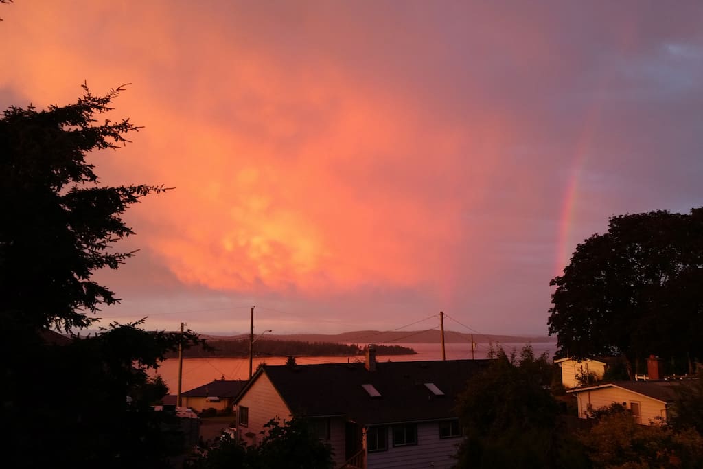 Amazing evening skies enjoyed with a glass of wine