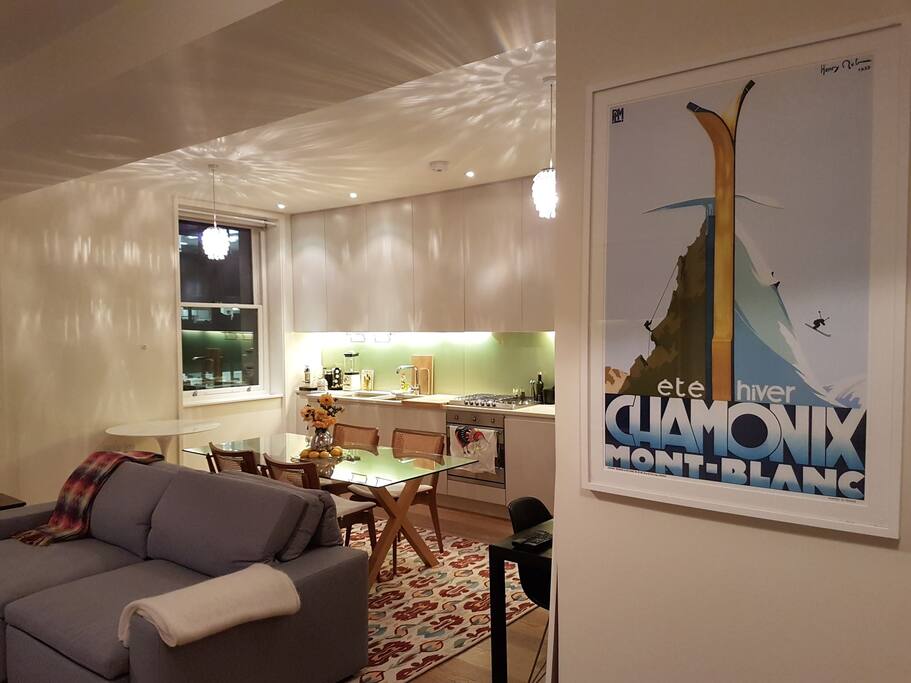 Open plan living, dining and kitchen