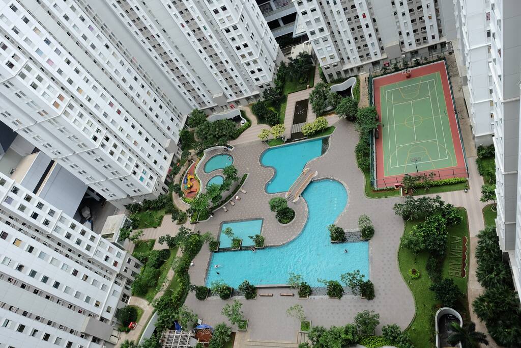 Swimming pool view from balcony