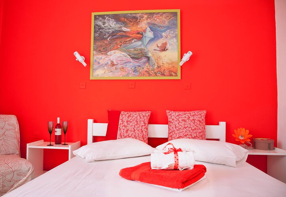 Double bed in apartment