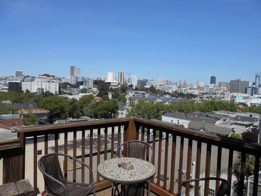 Breathtaking view from deck to savor your morning coffee, tea or enjoy a nice glass of California wine with dazzling city night lights