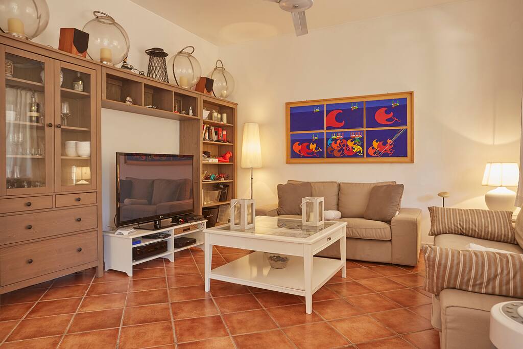 Living room with satellite TV