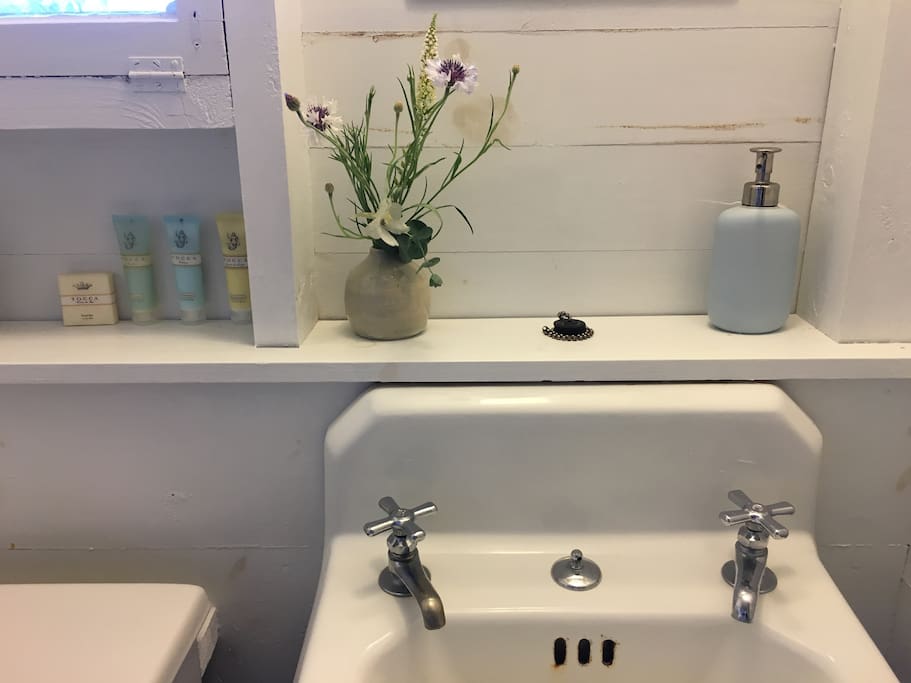 Private rustic bathrooms with shower
