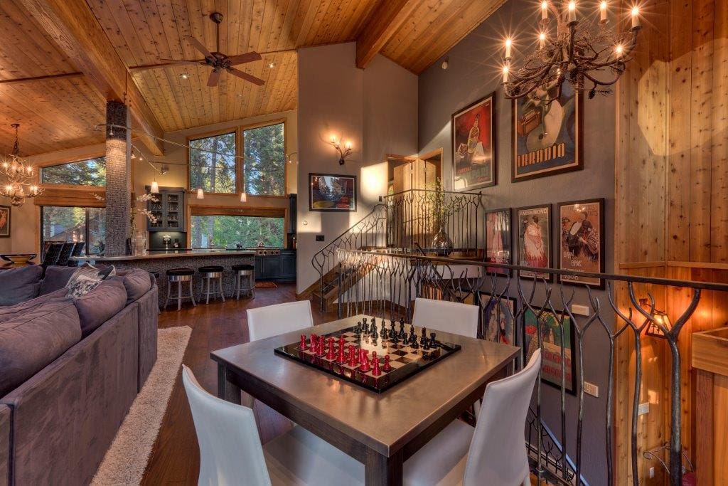 Game table and view of the iron work and art