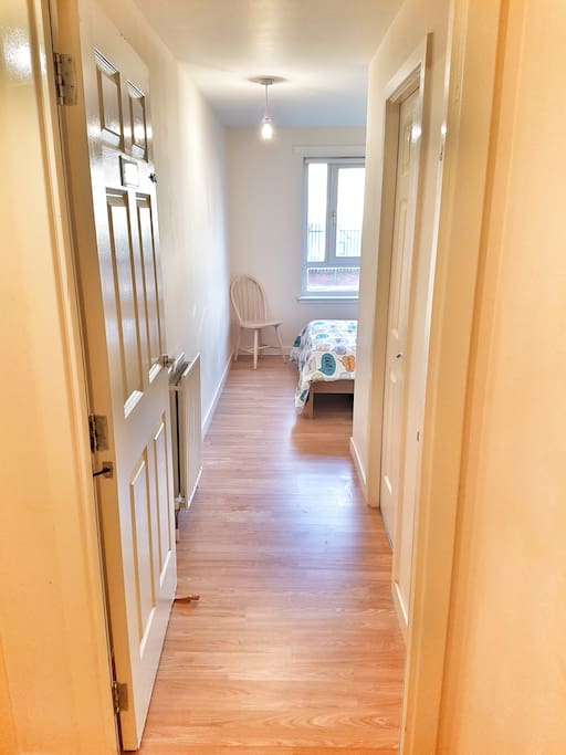 Room entrance from the Hallway. Your bathroom included in the room ( first door on the right)