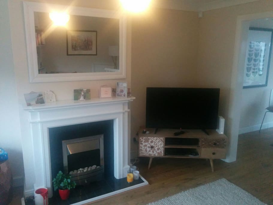 fire place and TV.....cosy