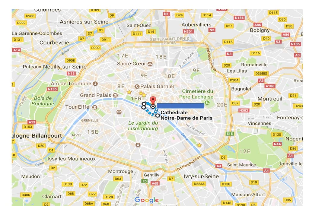 The flat is in the Paris city center (historical).